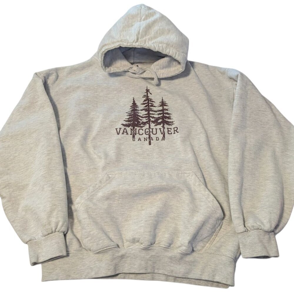 Vancouver Canada Hoodie Pine Tree Evergreen Front‎ Pocket Unisex XL Elbows Up